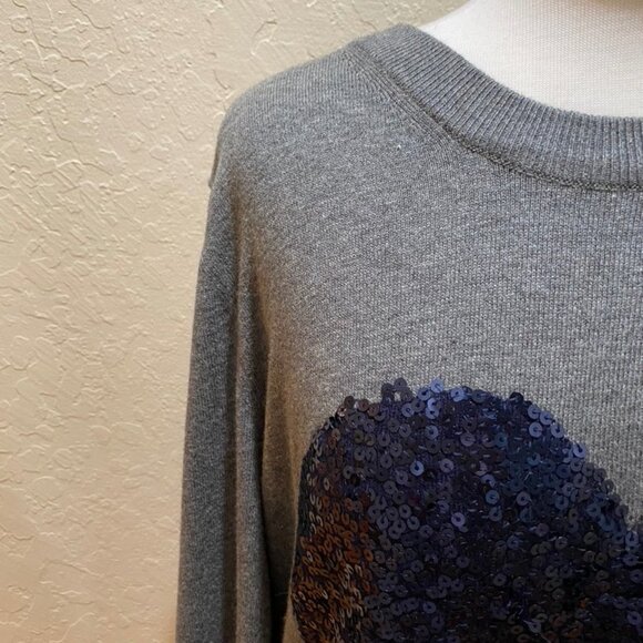 GAP grey sweater with navy sequined heart XXL - Picture 4 of 8